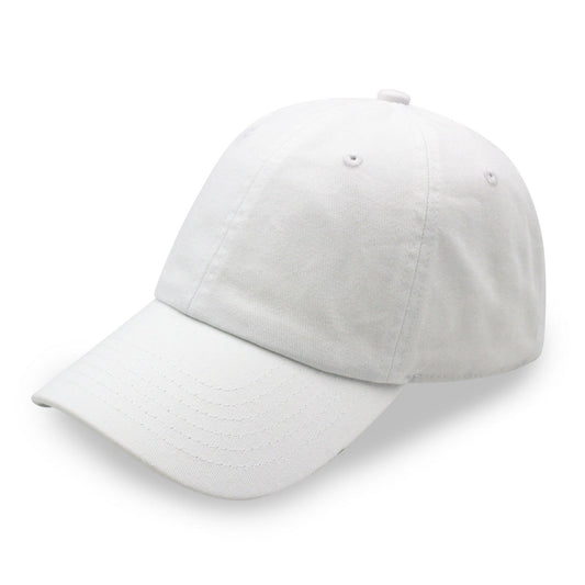 Plain White Dad Hat, Unstructured Cotton Baseball Cap
