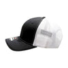 Black and white trucker cap on a white background