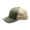 Green and beige mesh cap on a white background
