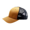 Brown and black cap with mesh back on a white background