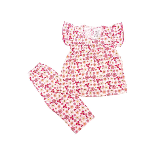 Floral pajama set on a white background