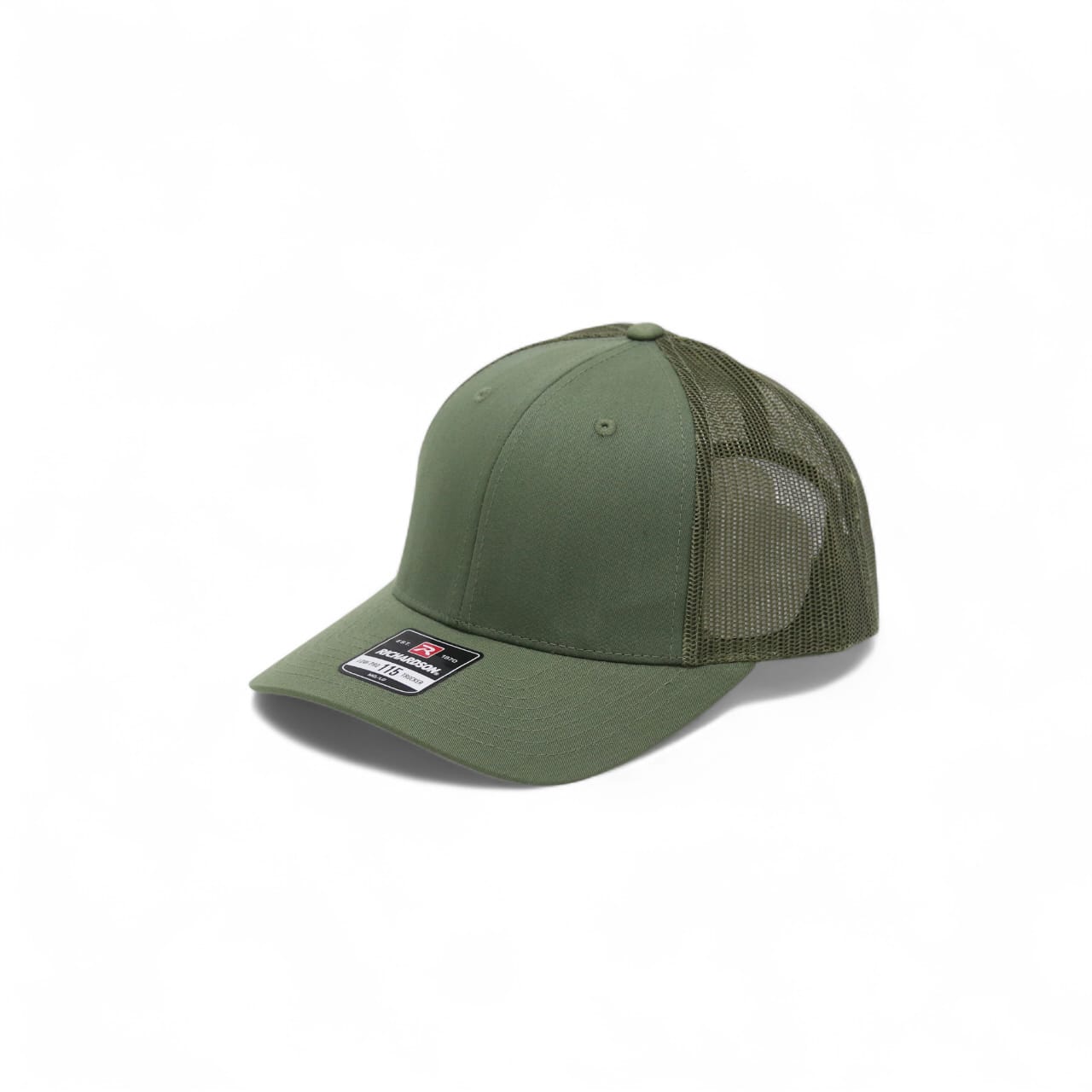 Green baseball cap with mesh back on a white background
