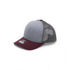 Gray and maroon baseball cap on a white background