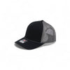 Black and gray cap with mesh back on a white background