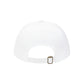 White baseball cap with a gold buckle on a white background